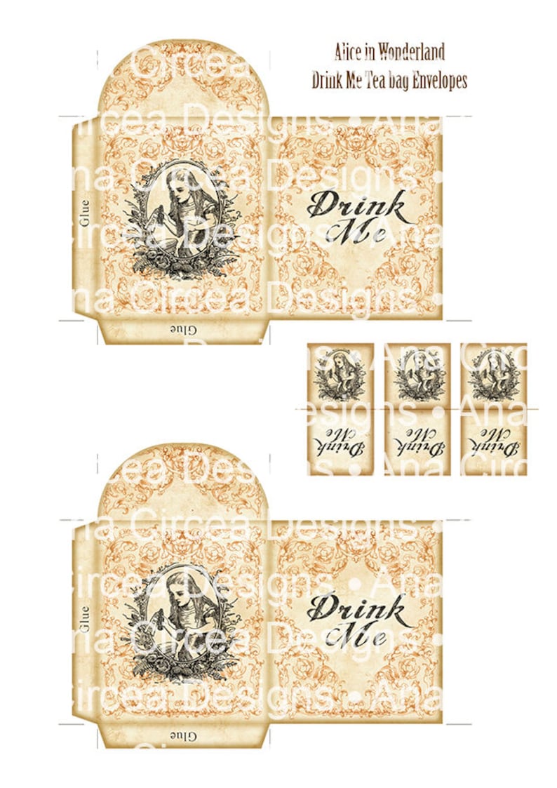 printable tea bag envelope and holder tags alices etsy