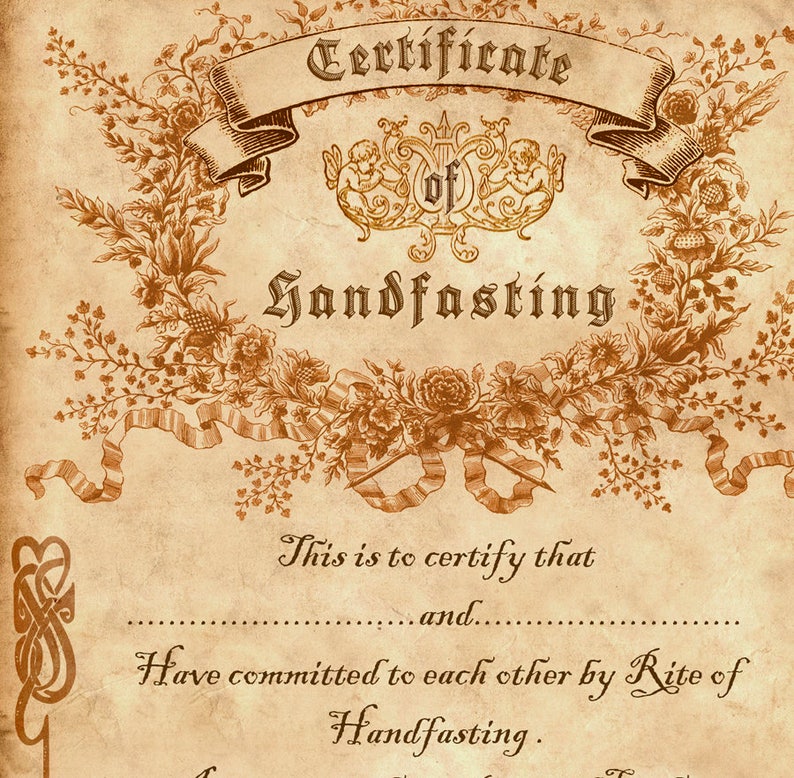 Printable HANDFASTING CERTIFICATE 03 Wedding Marriage Etsy