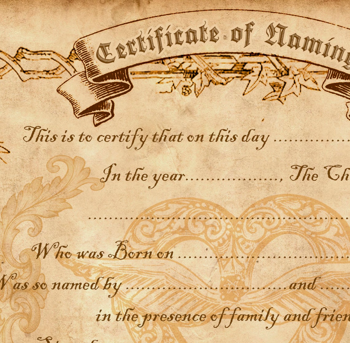 Printable Certificate of naming . print newborn gift . baby | Etsy
