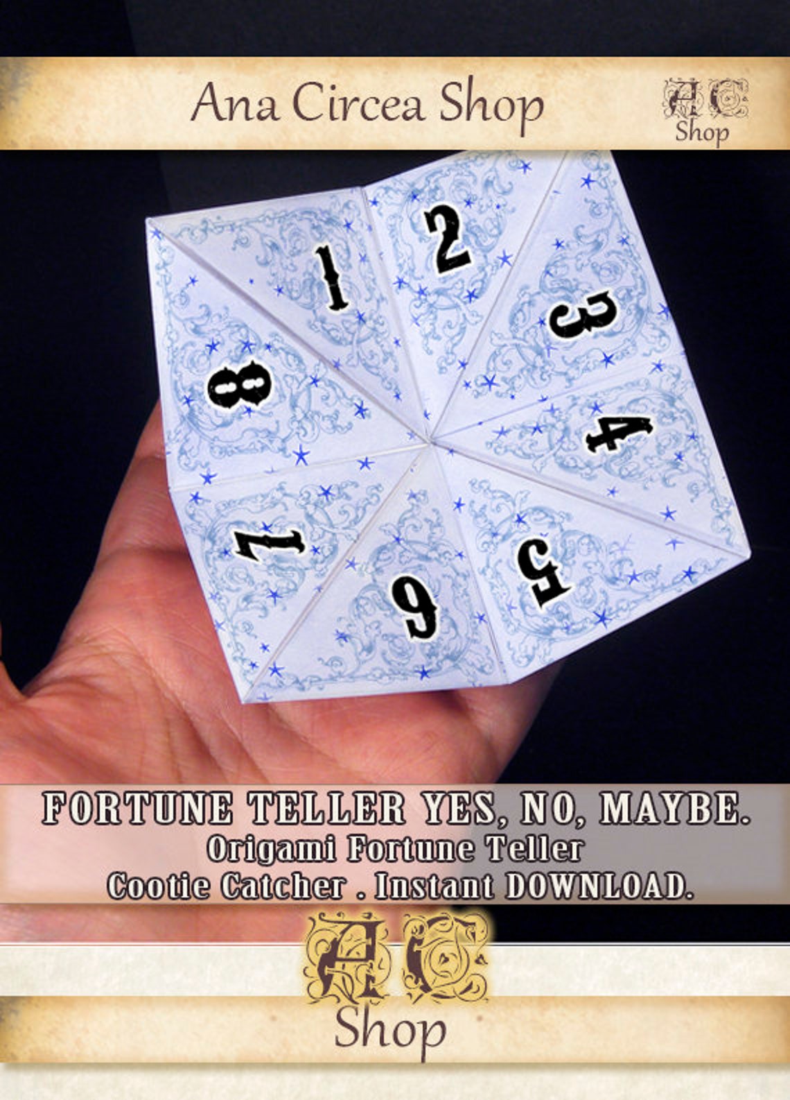 Printable Origami Fortune Teller,yes, No or Maybe , Funny Cootie