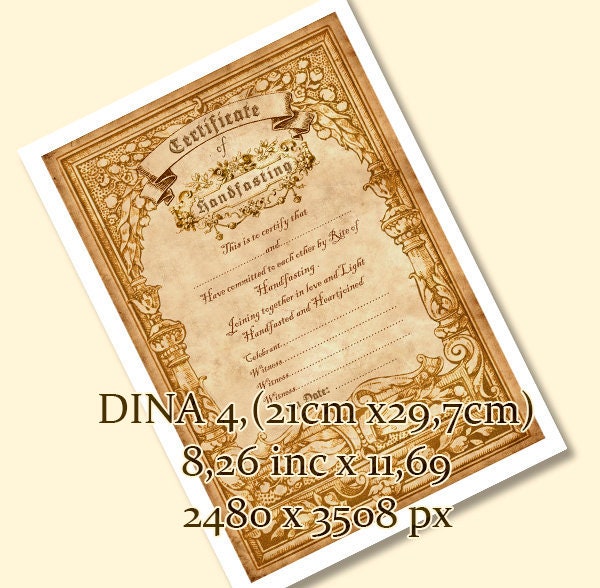 Printable HANDFASTING CERTIFICATE 07 . wedding. marriage. | Etsy