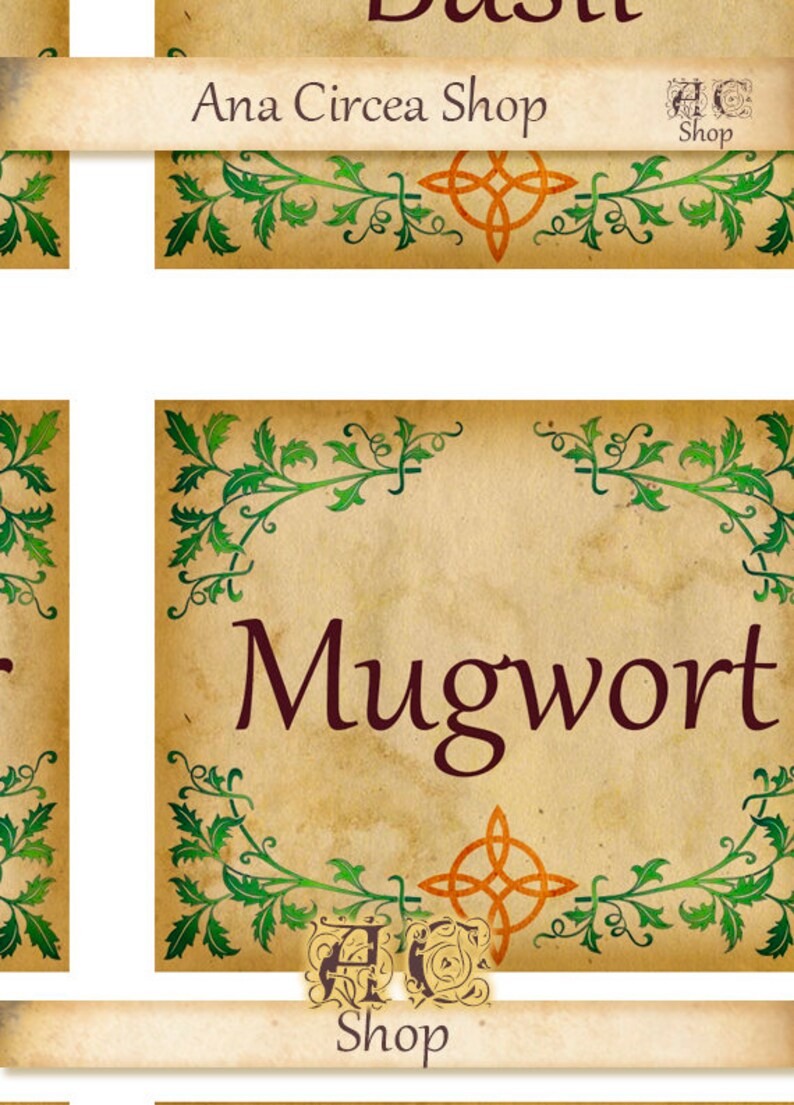 12 Magical Herbs Printable Labels Apothecary . Potion Ingredients ...