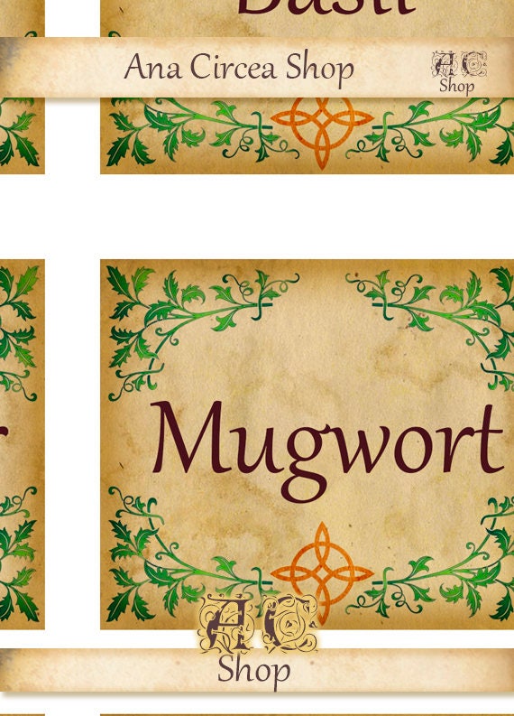 12 Magical Herbs Printable Labels Apothecary . Potion Ingredients ...