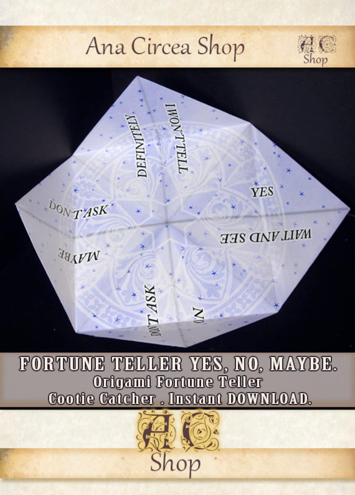 Printable Origami Fortune Teller,yes, No or Maybe , Funny Cootie
