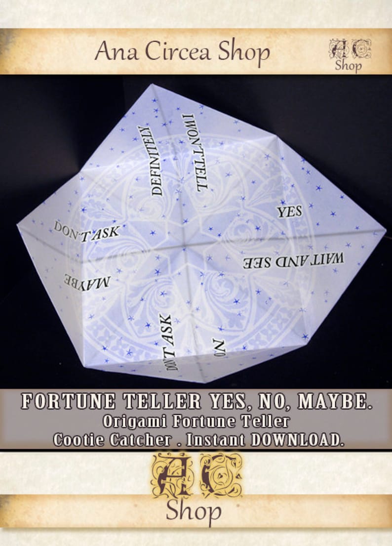 Printable Origami Fortune Teller,yes, No or Maybe , Funny Cootie
