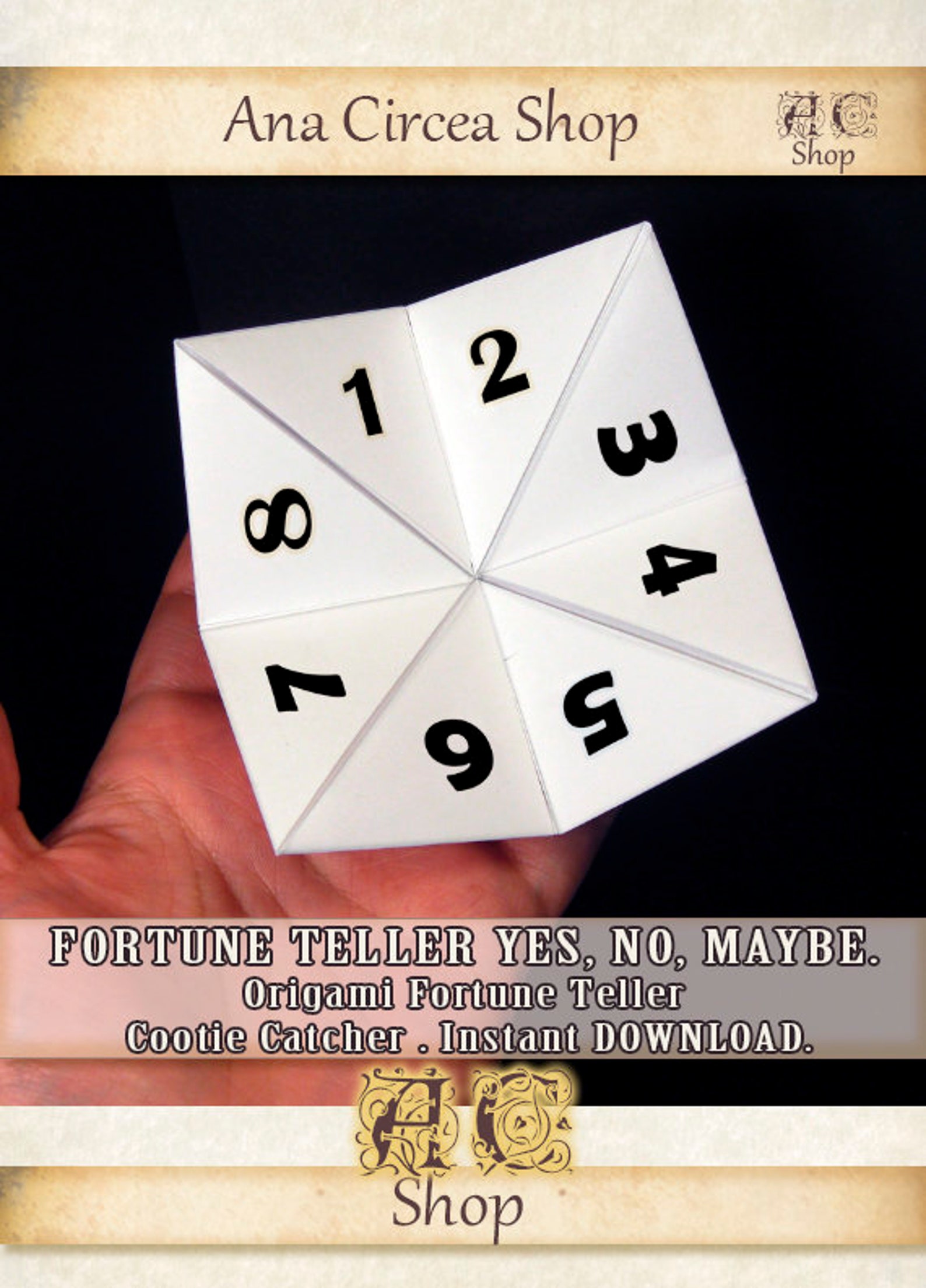 Printable Origami Fortune Teller,yes, No or Maybe , Funny Cootie