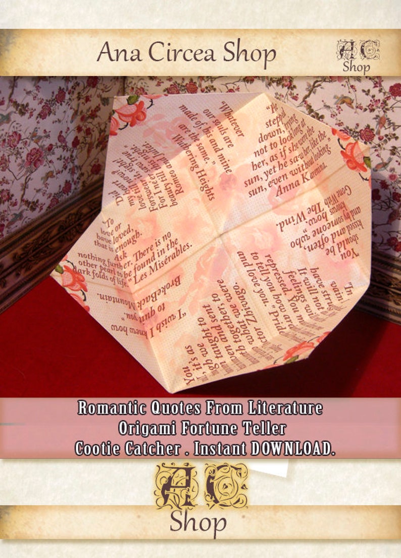 Best Romantic Quotes From Literature. cootie catcher . game . | Etsy