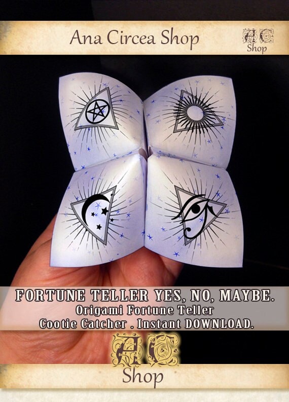 Printable Origami Fortune Teller,yes, No or Maybe , Funny Cootie