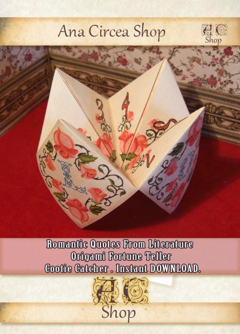 Best Romantic Quotes From Literature. cootie catcher . game . | Etsy