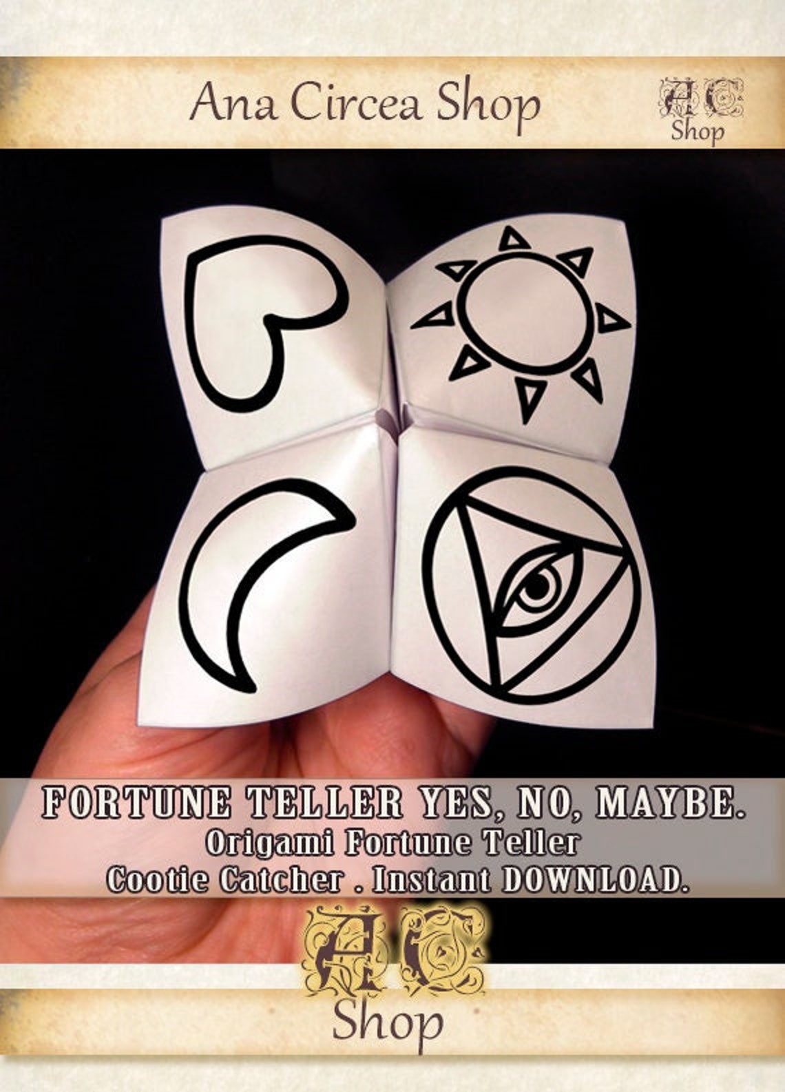 Printable Origami Fortune Teller,"yes, No or Maybe" , Funny Cootie ...
