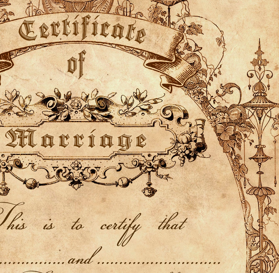 Printable Victorian Style Certificate of Marriage 02. Vintage . Digital ...