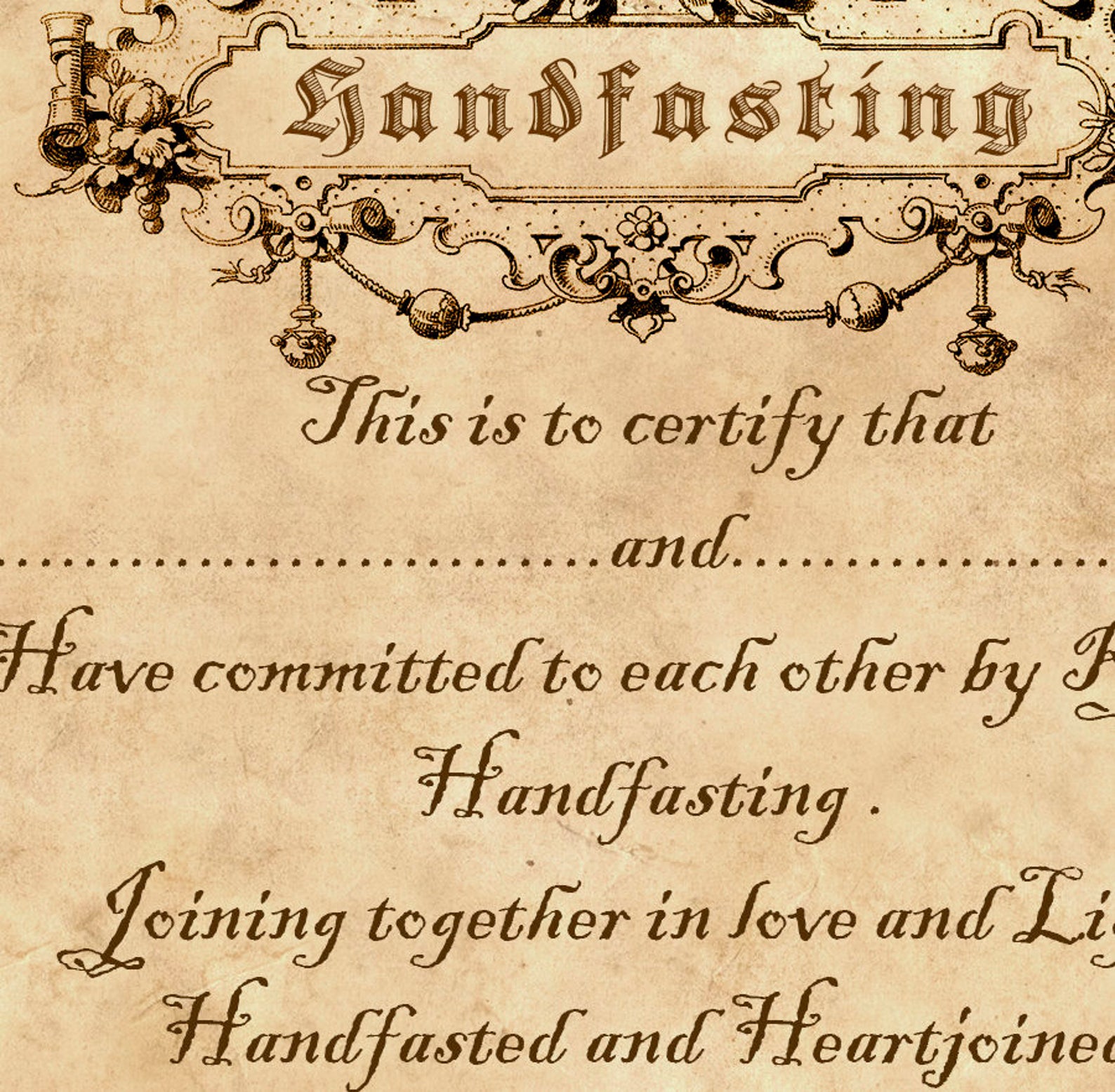 Printable HANDFASTING CERTIFICATE 01 Wedding Marriage Etsy Australia