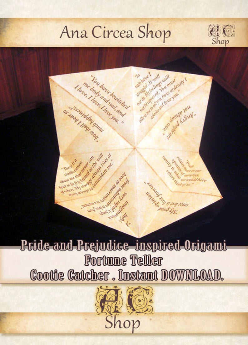 Price and prejudice quotes. Origami Fortune Teller . cootie | Etsy