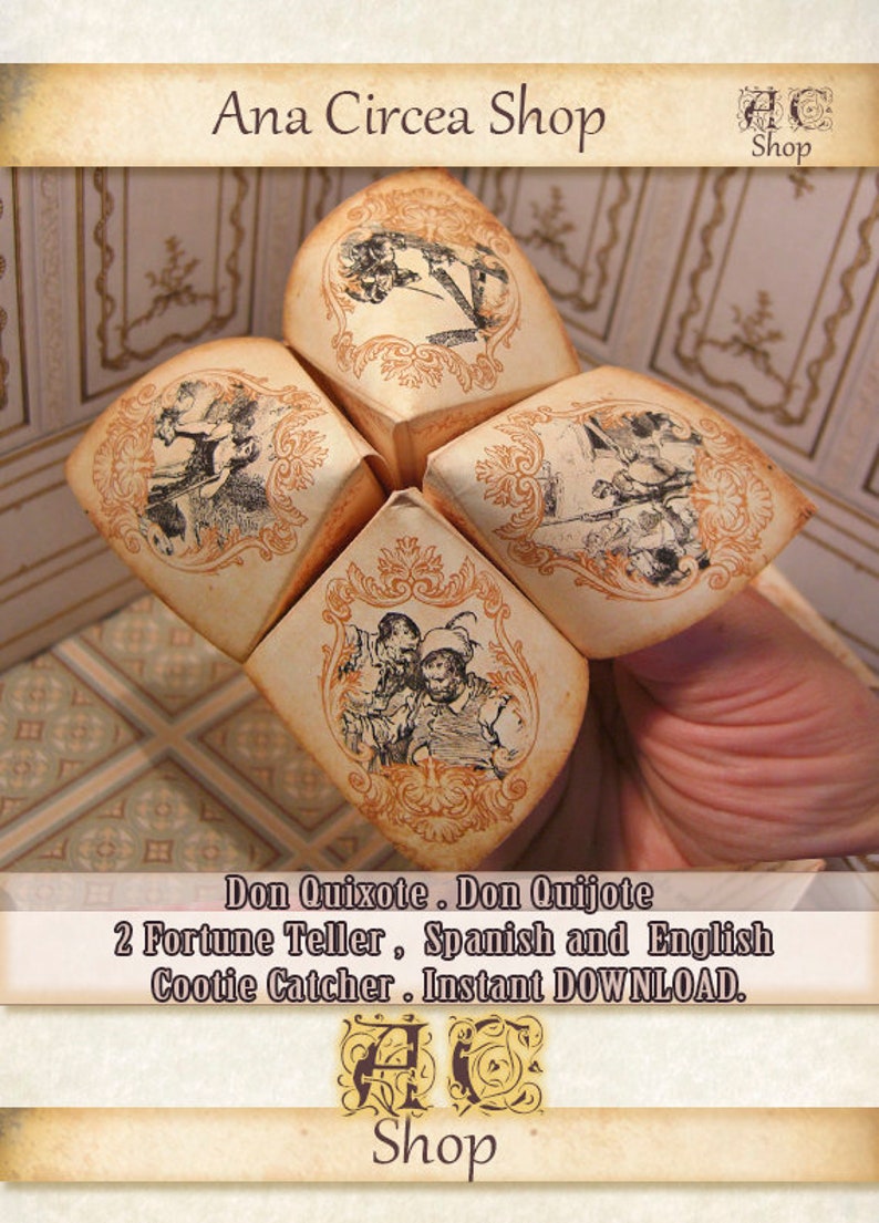 DIY 2 Fortune Tellers Don Quixote Don Quijote Spanish and Etsy