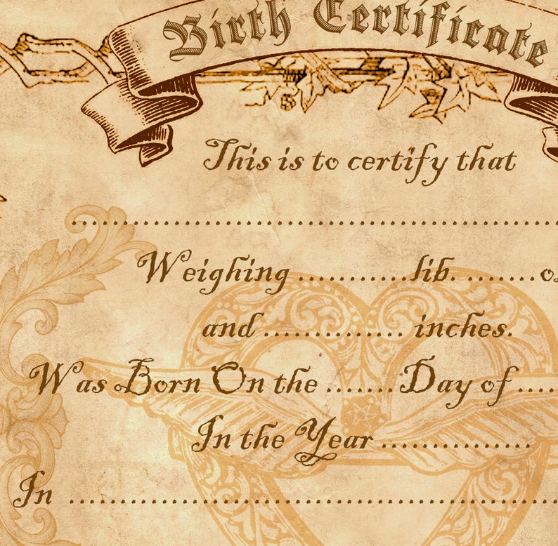 Printable Birth certificate . print newborn gift . baby birth print . wall decor . Vintage . Download . baby shower gift . nursery decor image 3