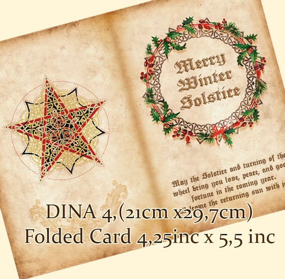 Merry Winter Solstice Card Yule Winter Solstice Digital Etsy