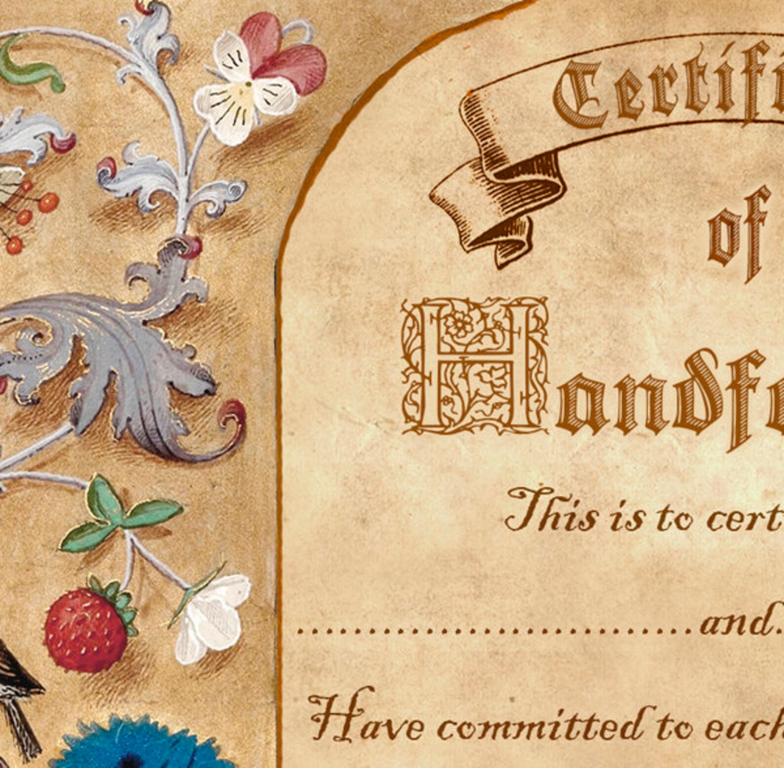 Printable HANDFASTING CERTIFICATE 05 Wedding. Marriage. Parchment ...