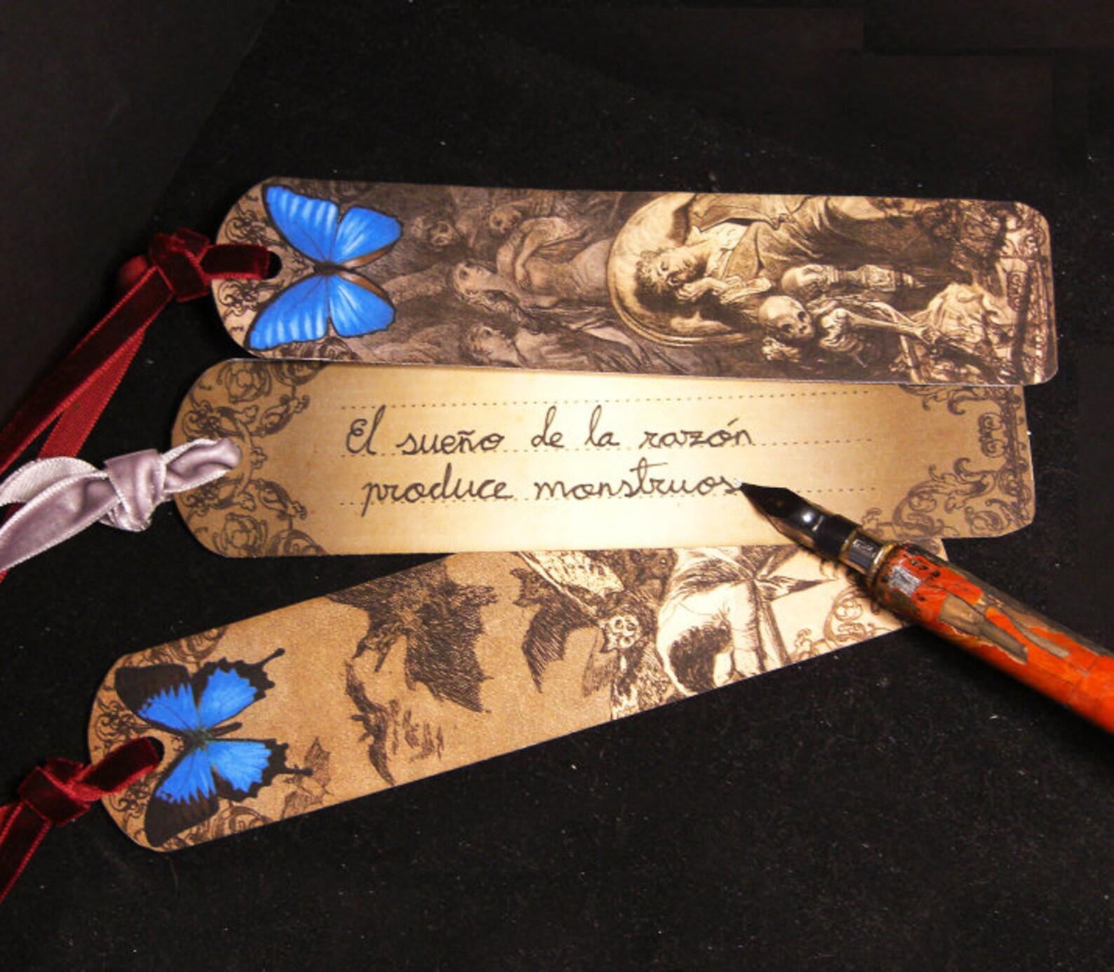 printable bookmarks two sides gothic dark romantic perfect etsy