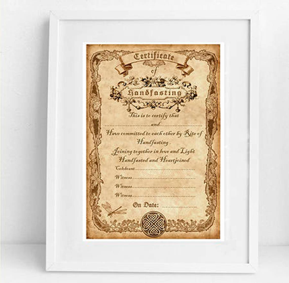 Printable HANDFASTING CERTIFICATE 01 . Wedding. Marriage. - Etsy Sweden