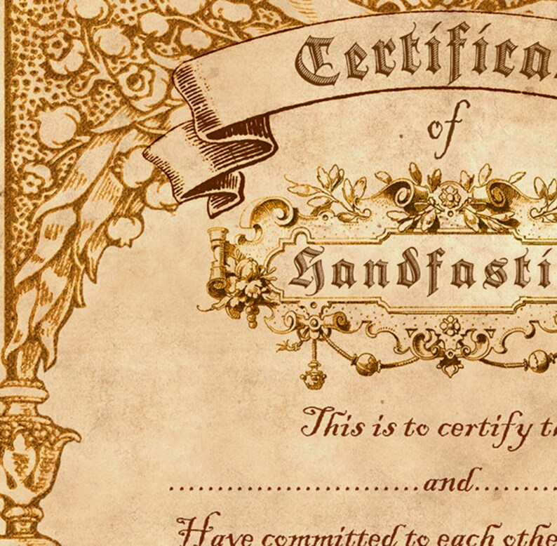 Printable HANDFASTING CERTIFICATE 07 . Wedding. Marriage. - Etsy