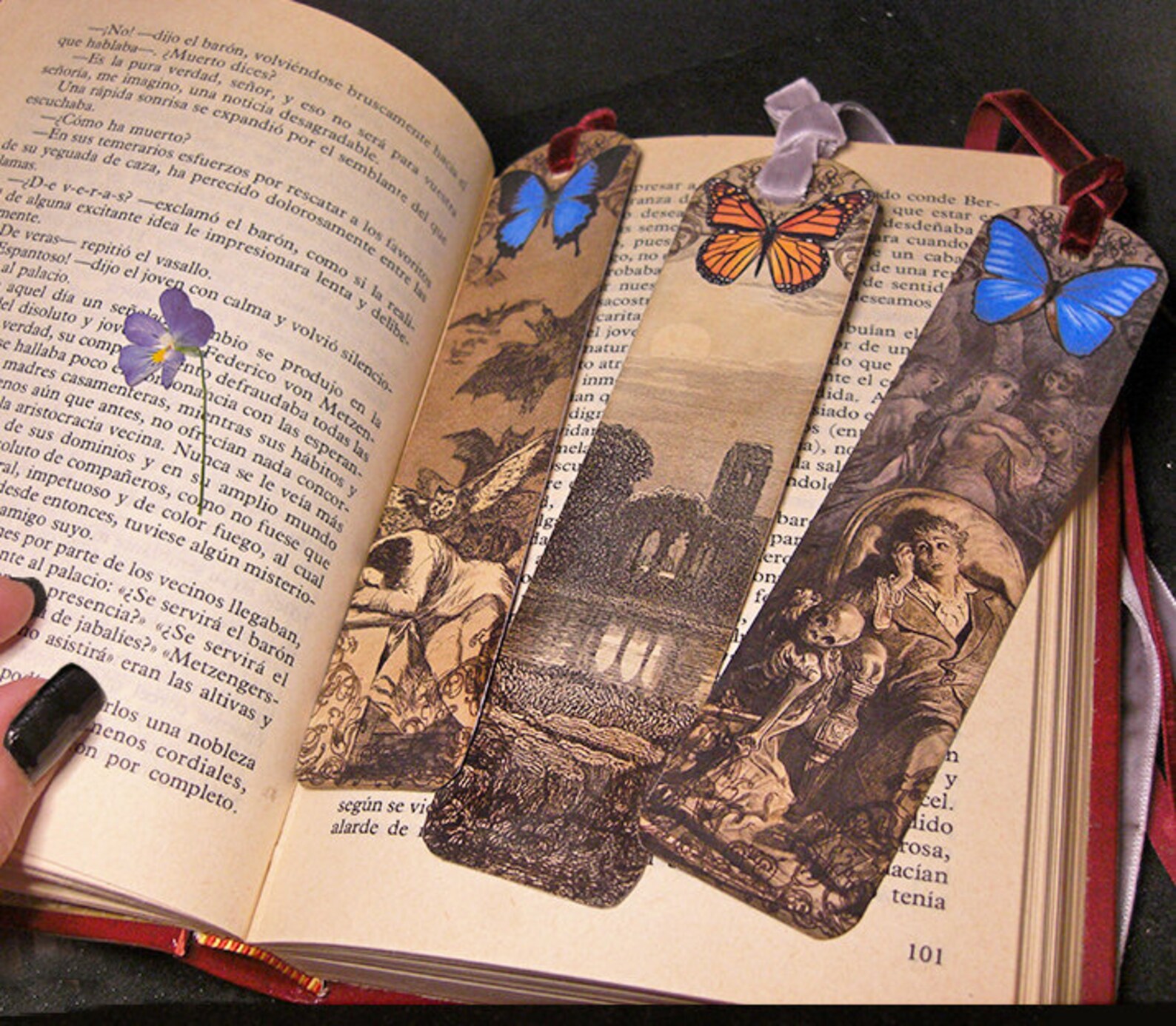 printable bookmarks two sides gothic dark romantic perfect etsy