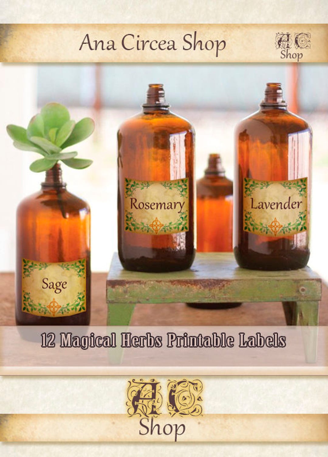 12 Magical Herbs Printable Labels - Apothecary . Potion Ingredients ...