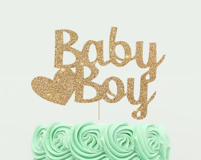 Baby Boy Cake Topper for Baby Shower, Gender Reveal Party, Birthday