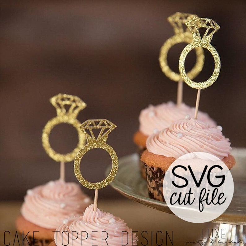 Cake Topper SVG Engagement Ring Cupcake Toppers for | Etsy