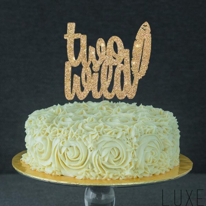 Two Wild Cake Topper for Second Birthday Party Gold