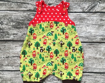 Summer jumpsuit / dungarees “Little Red Riding Hood green” size. 62-104