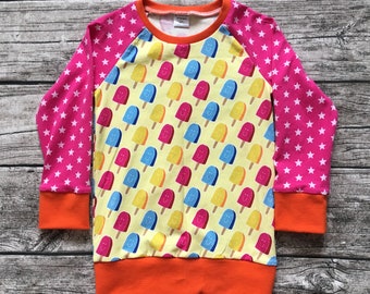 Long sleeve shirt / raglan shirt size. 86-116 "Yellow popsicle"