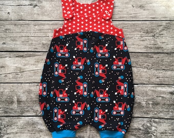 Summer jumpsuit / dungarees "Bagger blue/red" size. 62-104