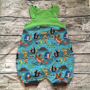 Sommer Jumpsuit / Latzhose "Kleiner Maulwurf Gartenspaß blau" Gr. 62-104
