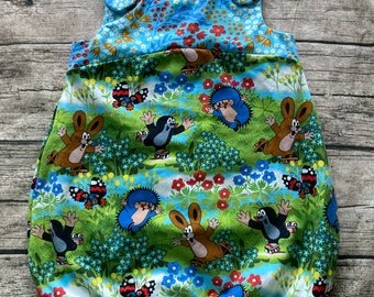 Summery dungaree dress / balloon dress size. 86-116 "Little Mole - Pauli in the flowerbed"