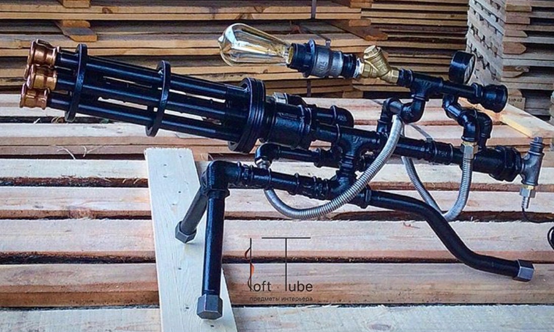 Unique Table Lamp Steampunk Light Machine Gun Lamp Etsy