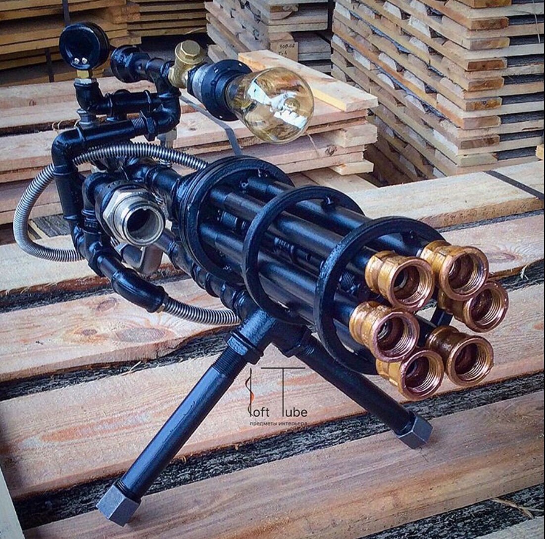 Unique Table Lamp Steampunk Light Machine Gun Lamp Etsy