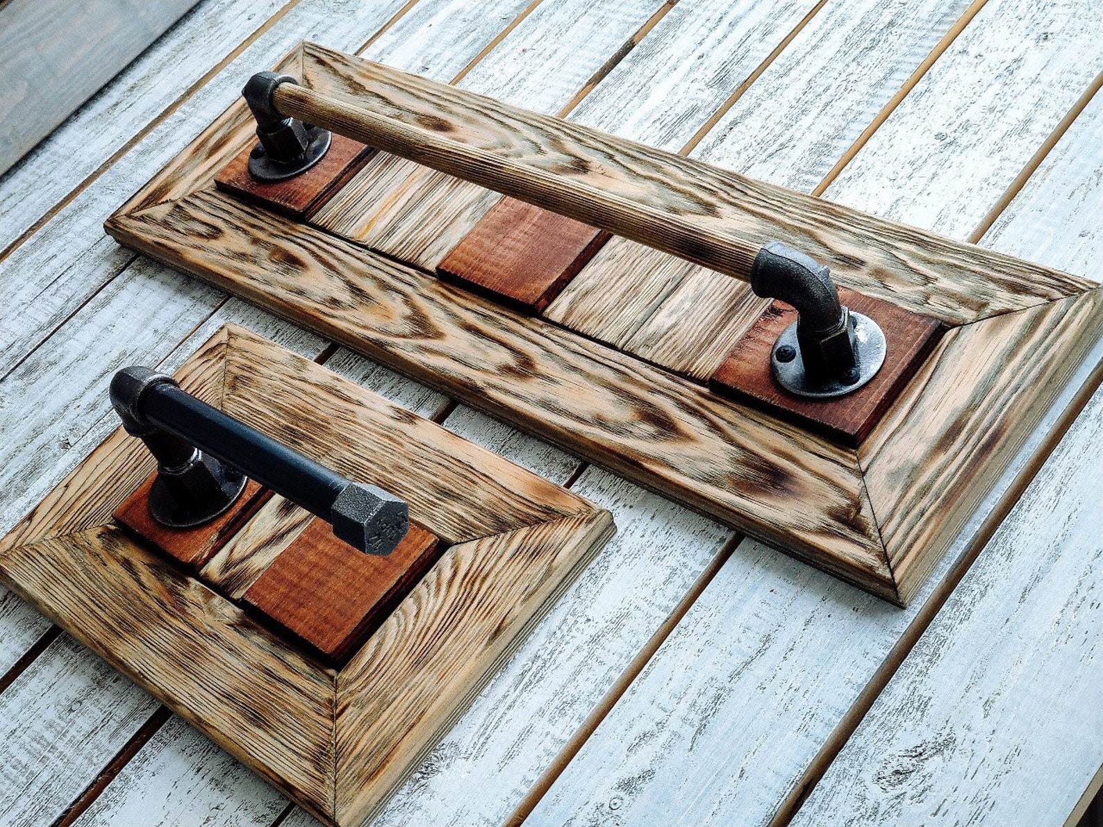 Bathroom set Towel Rack Toilet Paper Holder Rustic Wood Etsy