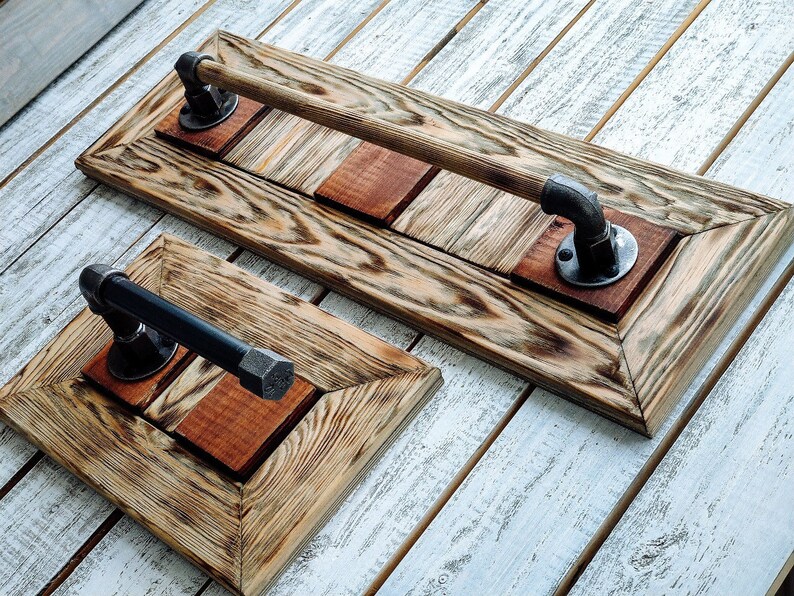 Bathroom set Towel Rack Toilet Paper Holder Rustic Wood Etsy