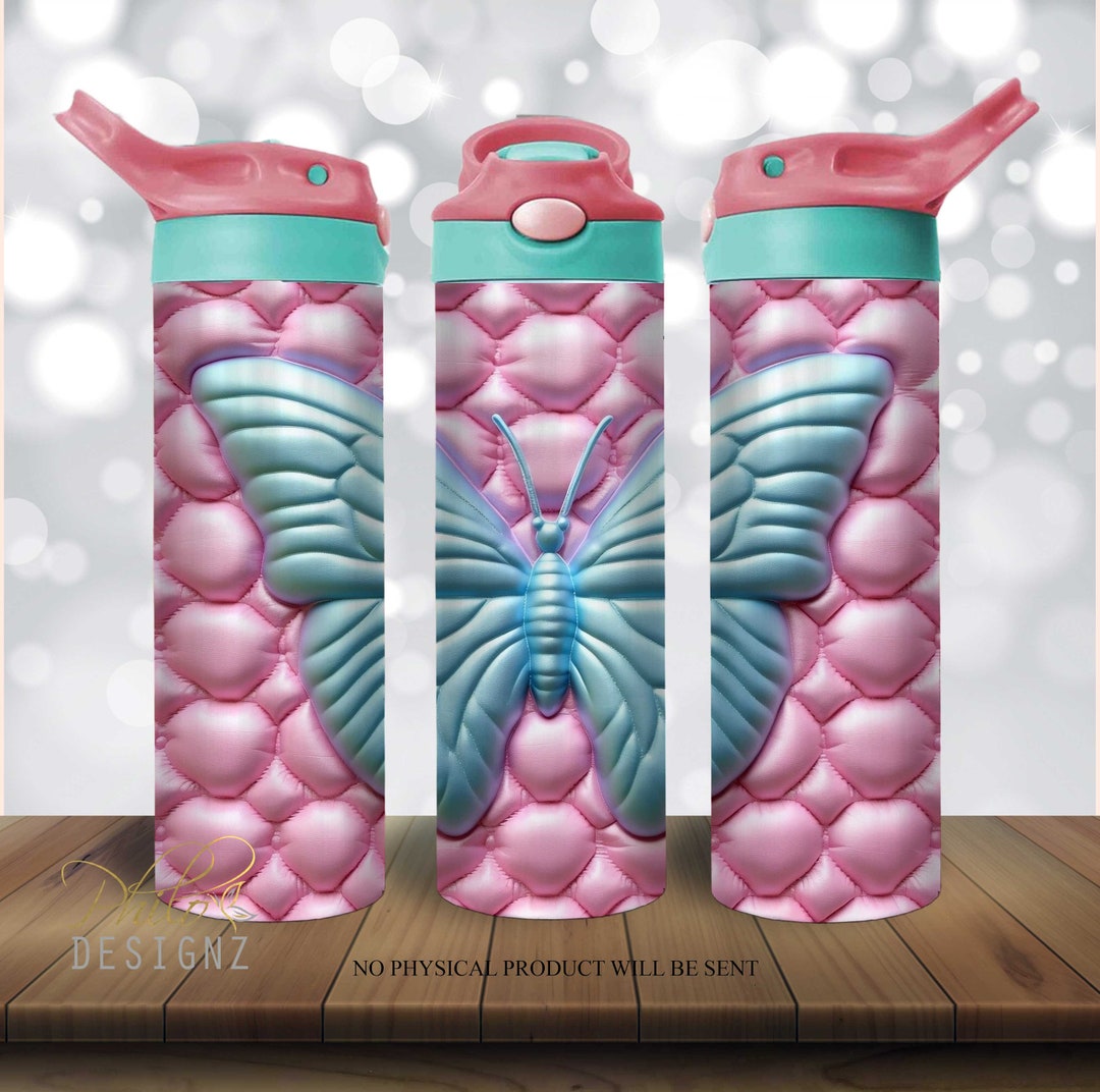 3D Butterfly Inflated Tumbler 20 Oz Skinny Tumbler Sublimation Design ...