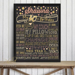 Adult Birthday Poster, Rose gold Birthday chalkboard, Confetti Birthday Chalkboard, Adult milestone sign, 40th Birthday Chalkboard, Any Age