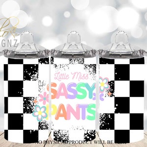 Little Miss Sassy Pants Sippy Cup Png 12oz Sippy Cup Sublimation Designs, 12oz Tumbler Wrap PNG Retro Cute Sippy Cup Wrap, Kids Water Bottle