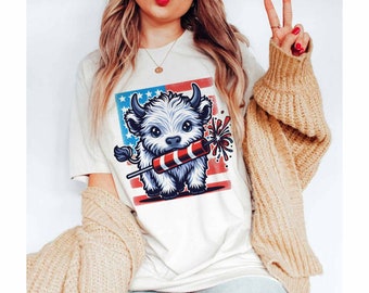 4th July Heifer PNG Retro Fourth of July USA png Funny America 4th Of July PNG Cute Highland Western Cow Png Independence Day Sublimation