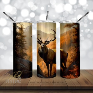Buck Watercolor 20 oz Skinny Tumbler Sublimation Design, Deer Straight & Tapered Tumbler Wrap PNG, Instant Digital Download PNG, Floral