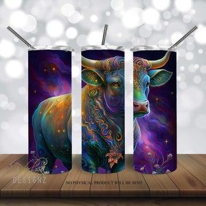 Taurus Zodiac Celestial Zodiac tumbler 20 oz Skinny Tumbler Sublimation Design, Taurus Straight & Tapered Tumbler Wrap, Instant Download PNG
