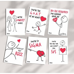 Funny Slang Valentine’s Day Cards, 12 Printable Valentines for Kids, Boys, Teens Funny Valentine, Gen Z, Gen Alpha School Valentines Bundle