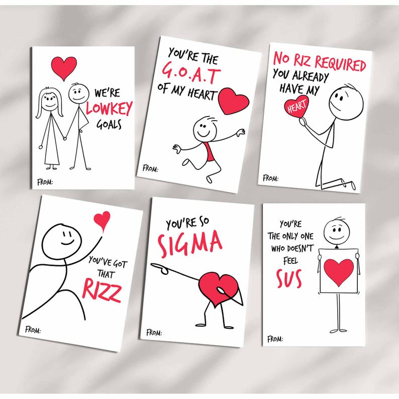 Funny Slang Valentine’s Day Cards, 12 Printable Valentines for Kids ...