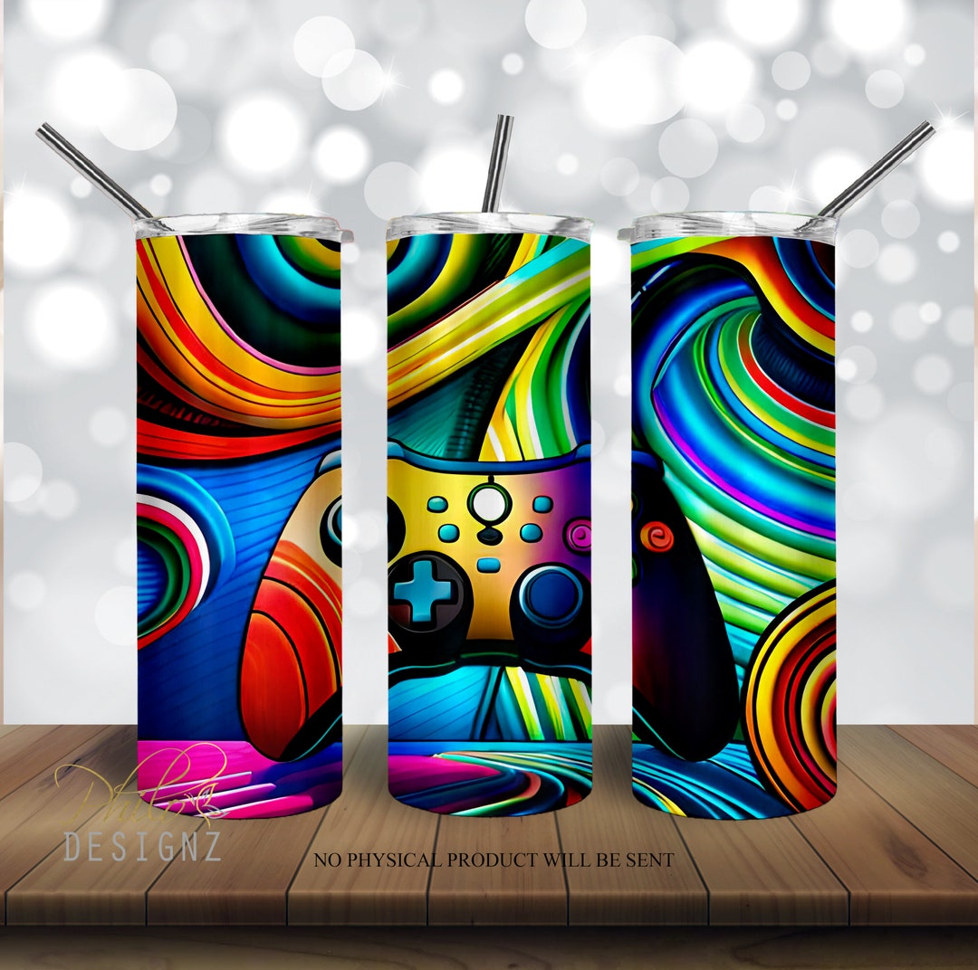 Colorful Gamer Tumbler 20 Oz Skinny Tumbler Sublimation Design, Game ...
