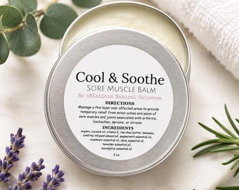 Natural Sore Muscle Balm | Herbal Pain Relief, 2 oz