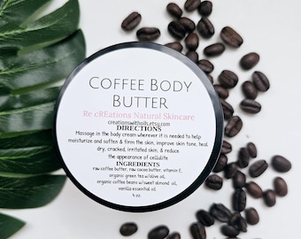 Coffee Body Butter – Firming & Hydrating Natural Moisturizer | Vegan Skincare for Smooth, Glowing Skin Anti-Aging| Coffee Vanilla Scent