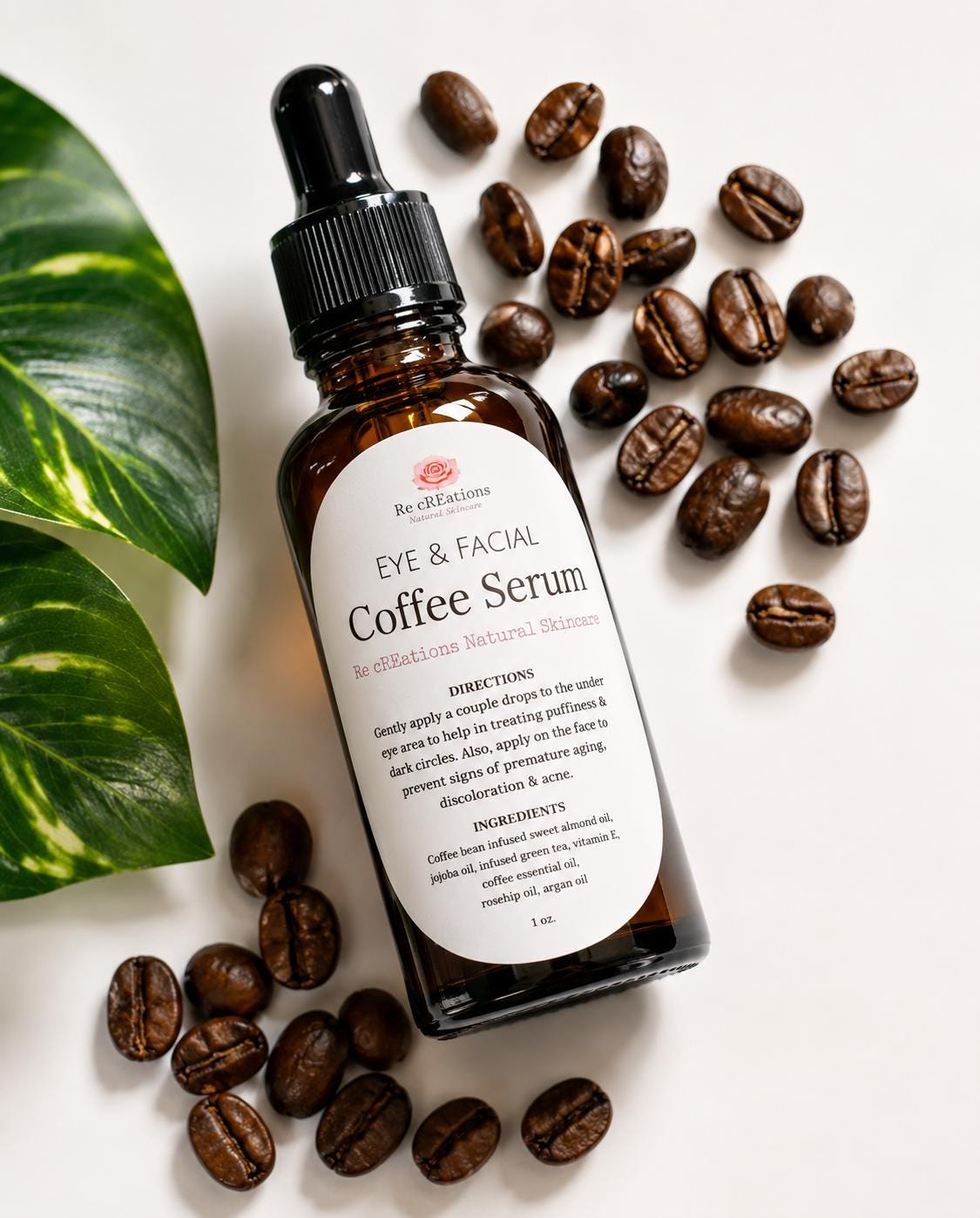 Coffee Eye and Face Serum - Natural Under Eye Treatment for Dark Circles, Puffiness